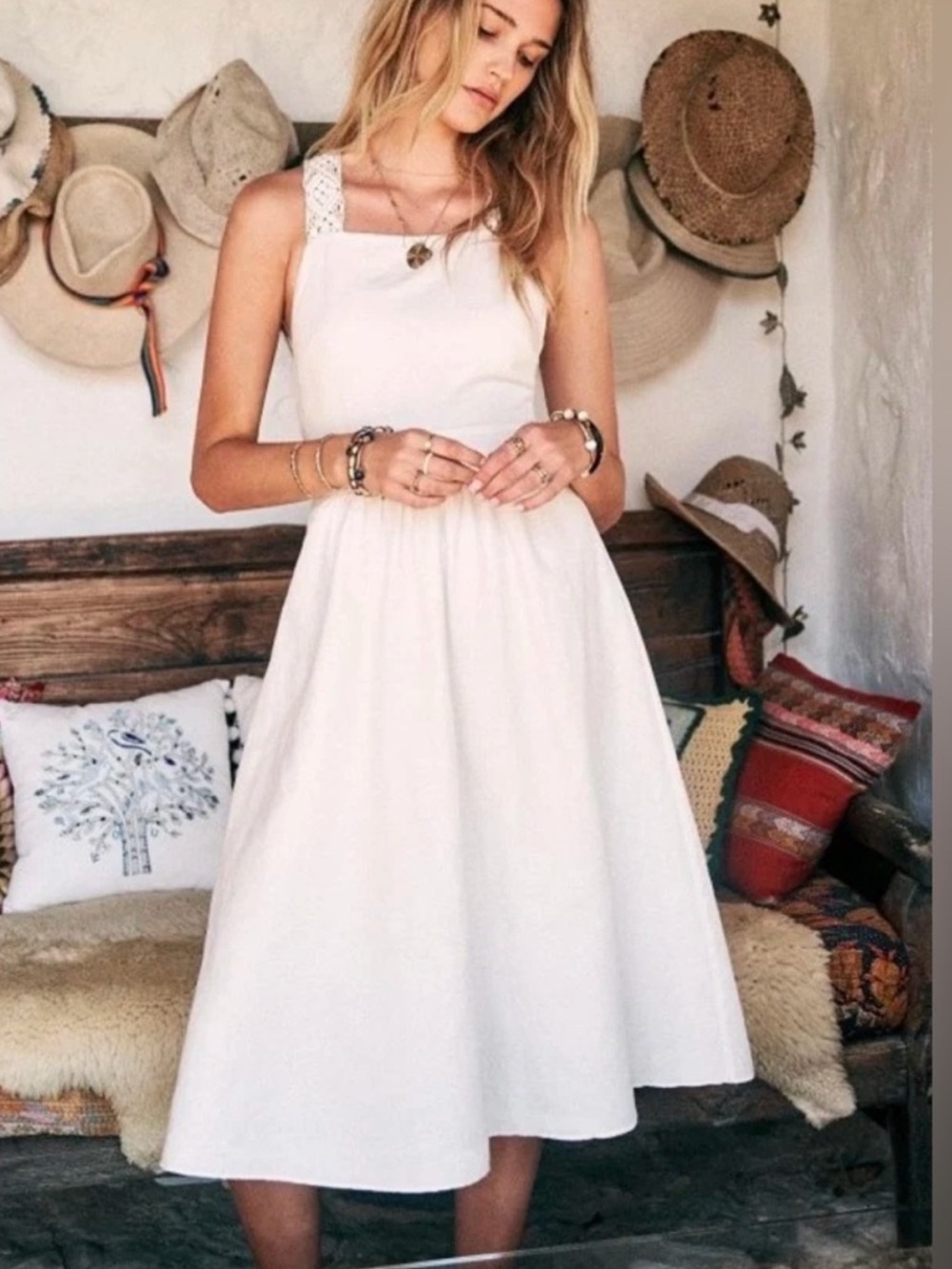 Navy sezane Midi pinafore Dress with Lace Straps size 2